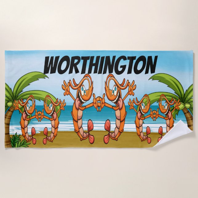 Dancing Shrimp  Beach Towel (Front)