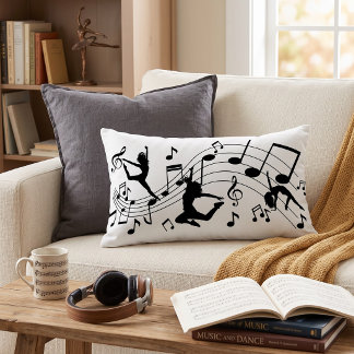 Dancing Silhouettes Music Notes Lumbar Pillow
