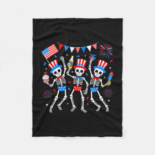 Dancing skeleton 4th of july merica usa american fleece blanket