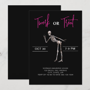 Dancing Skeleton Adult Girls Halloween Party Black Invitation