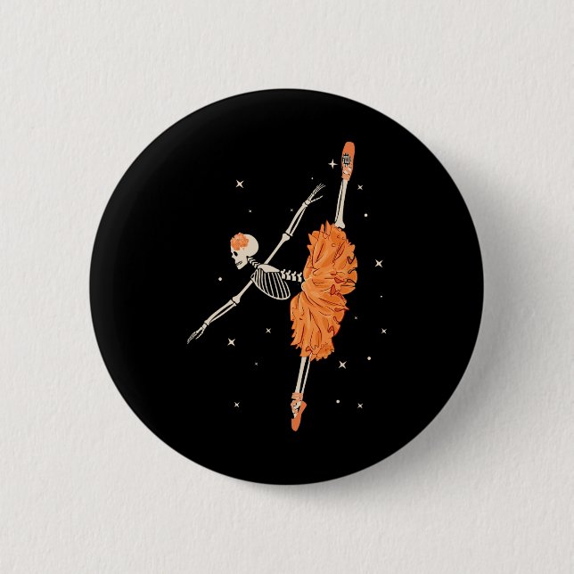 Dancing Skeleton Ballerina Ballet Dance Halloween  2 Inch Round Button (Front)