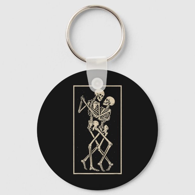 Dancing Skeleton Couple – Romantic Gothic Hallowee Keychain (Front)