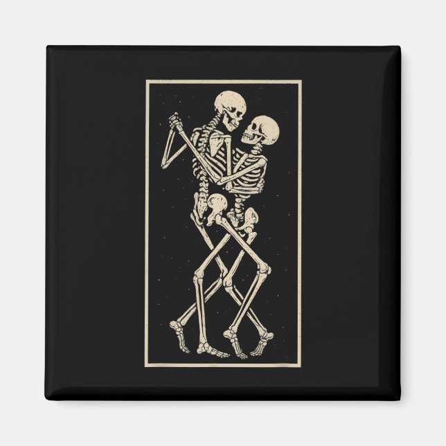 Dancing Skeleton Couple – Romantic Gothic Hallowee Magnet (Front)