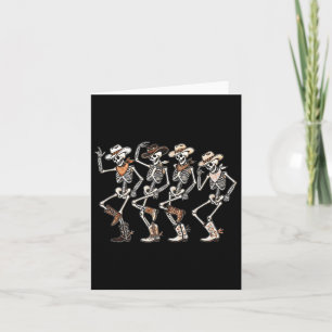 Dancing Skeleton Cowboys Western Country Rodeo Hal Card