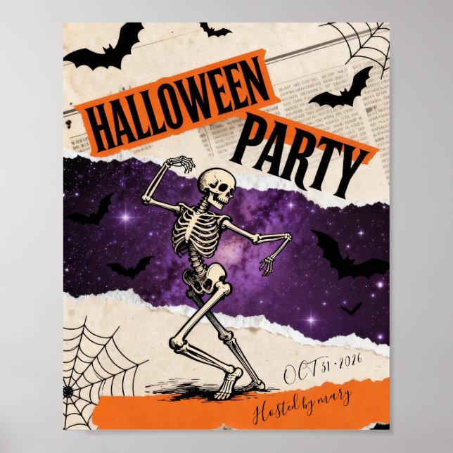 Dancing Skeleton Customizable Halloween Party  Poster (Front)
