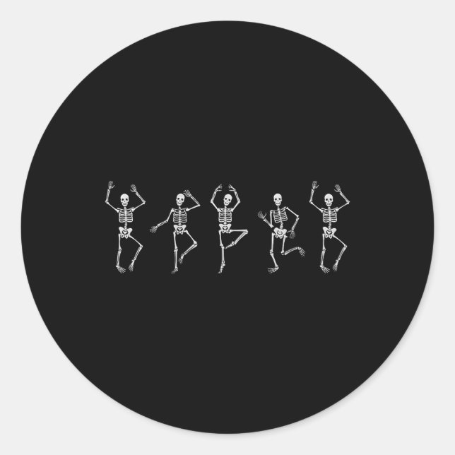 Dancing Skeleton Funny Halloween Costume Skull Dan Classic Round Sticker (Front)