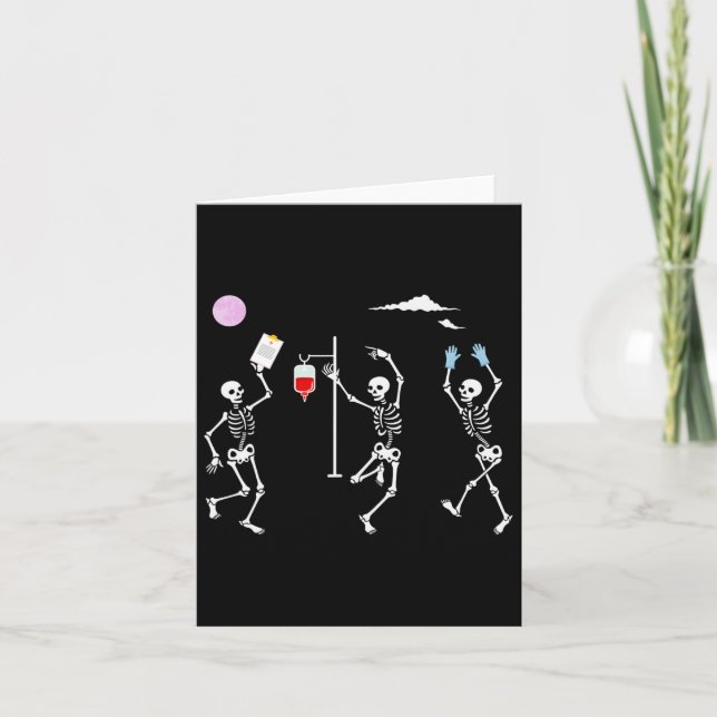 Dancing Skeleton Funny Nurse Skeleton Halloween He Card (Front)