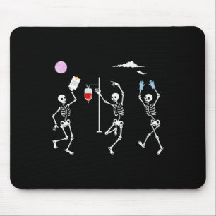 Dancing Skeleton Funny Nurse Skeleton Halloween He Mouse Pad