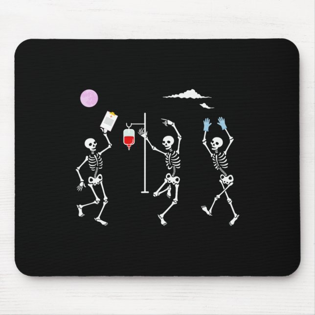 Dancing Skeleton Funny Nurse Skeleton Halloween He Mouse Pad (Front)