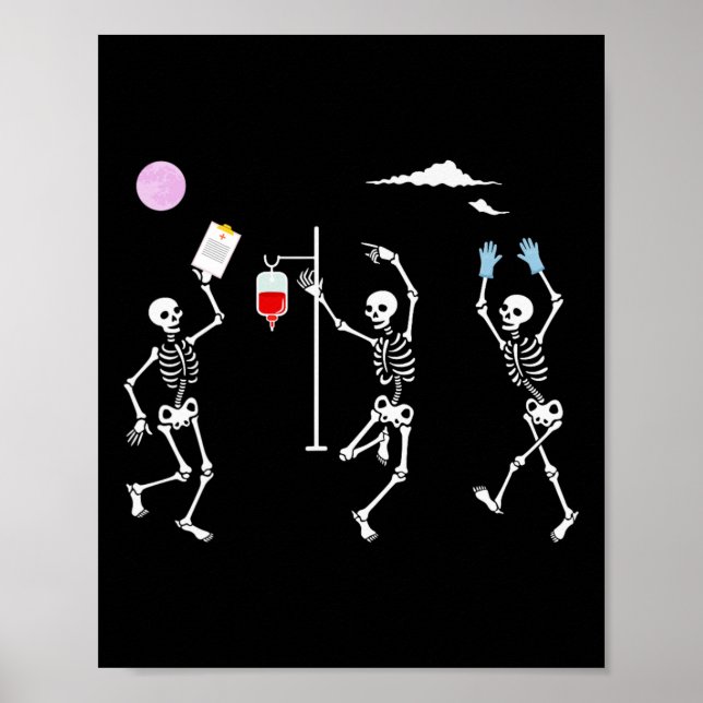 Dancing Skeleton Funny Nurse Skeleton Halloween He Poster (Front)