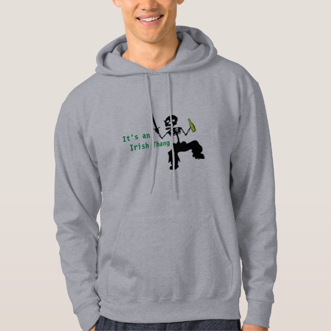 Dancing Skeleton Green Beer, Funny St. Patrick's  Hoodie (Front)