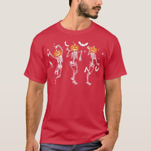 Dancing Skeleton Halloween Boys Scary Pumpkin Jack T-Shirt