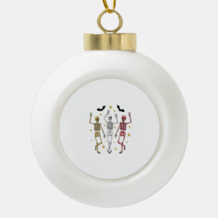 Dancing Skeleton Halloween Ceramic Ball Christmas Ornament