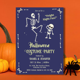 Dancing Skeleton Halloween Costume Party Fright Invitation