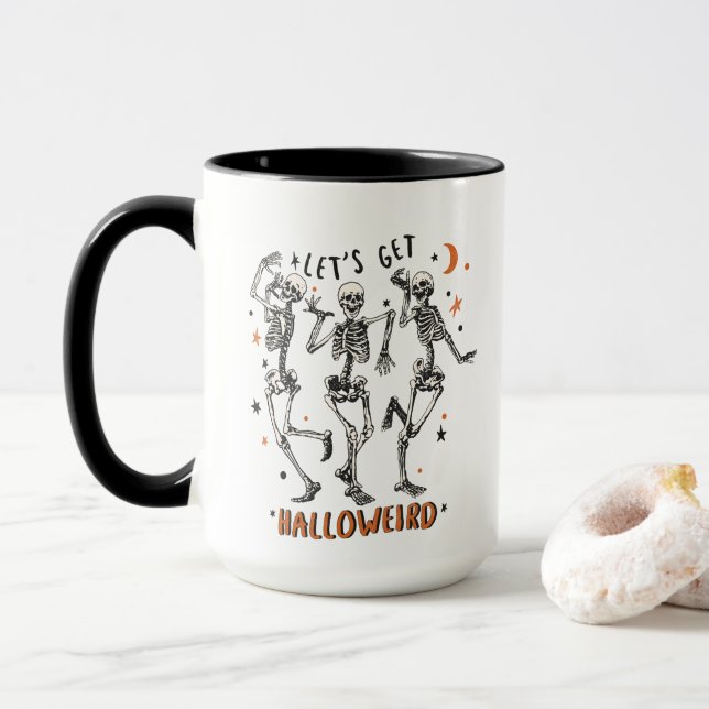 Dancing Skeleton Halloween   Mug (With Donut)