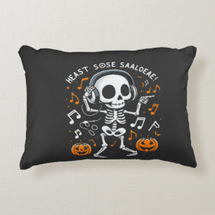 Dancing Skeleton Halloween Music Party T-Shirt Accent Pillow
