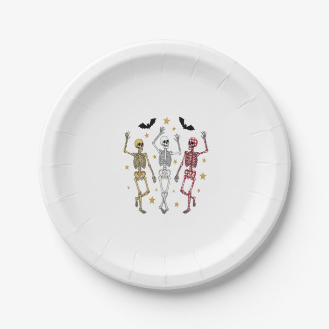 Dancing Skeleton Halloween Paper Plate (Front)
