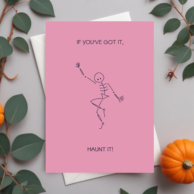 Dancing Skeleton Halloween Pink Card (Creator Uploaded)