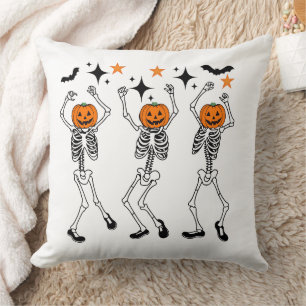 Dancing Skeleton Halloween Throw Pillow