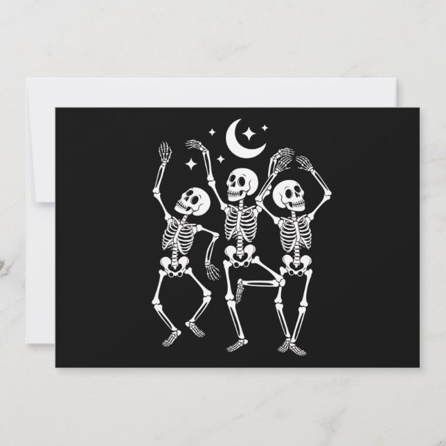 Dancing Skeleton Happy Halloween Fall Skull  Invitation (Front)