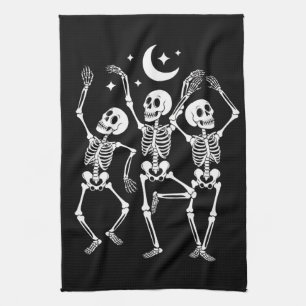 Dancing Skeleton Happy Halloween Fall Skull  Kitchen Towel