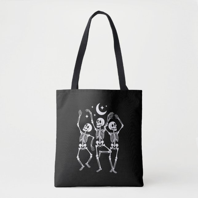 Dancing Skeleton Happy Halloween Fall Skull  Tote Bag (Front)