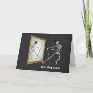 Dancing Skeleton In Mirror Funny Photo Card