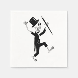 Dancing Skeleton in Tuxedo and Top Hat with Cane C Napkin