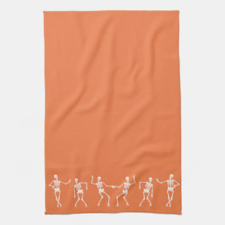 Dancing Skeleton Kitchen Towel (Orange)