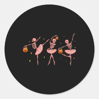Dancing Skeleton Llerina Halloween Jack O Lantern  Classic Round Sticker