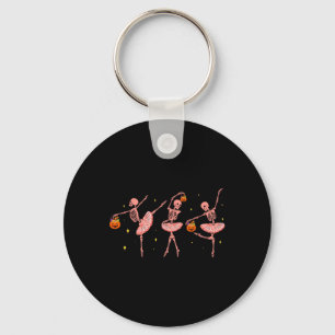 Dancing Skeleton Llerina Halloween Jack O Lantern Keychain