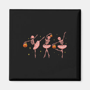 Dancing Skeleton Llerina Halloween Jack O Lantern Magnet
