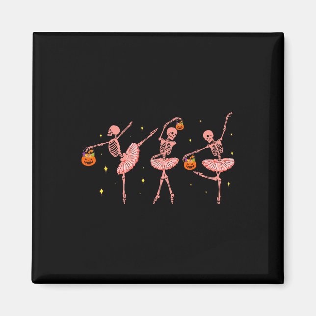 Dancing Skeleton Llerina Halloween Jack O Lantern  Magnet (Front)