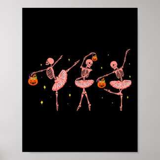 Dancing Skeleton Llerina Halloween Jack O Lantern  Poster