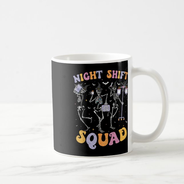 Dancing Skeleton Nurse Night Squad Shift Halloween Coffee Mug (Right)