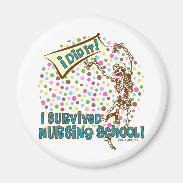 Dancing Skeleton Nursing School Survivor Magnet (Front)