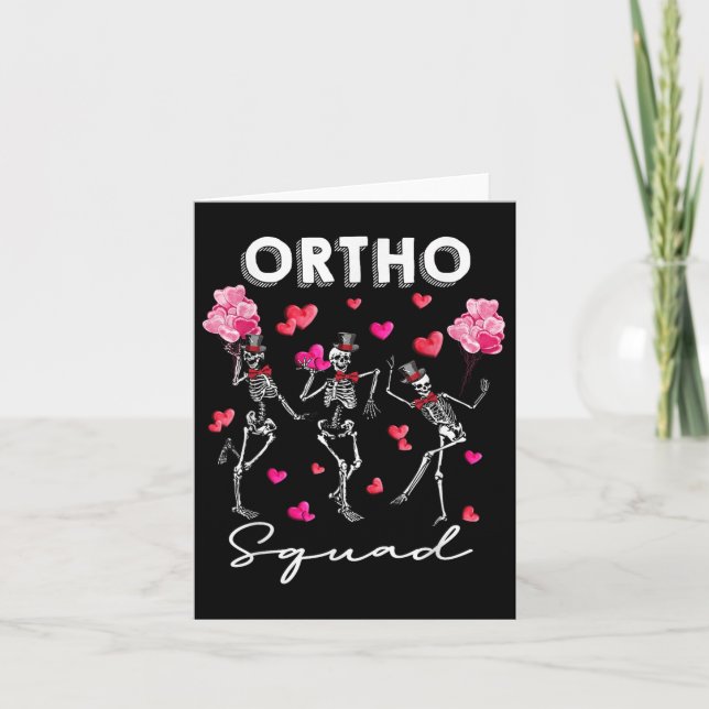 Dancing Skeleton Ortho Squad Orthopedic Valentines Card (Front)