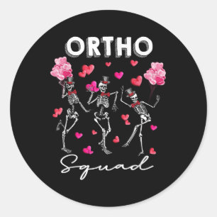 Dancing Skeleton Ortho Squad Orthopedic Valentines Classic Round Sticker