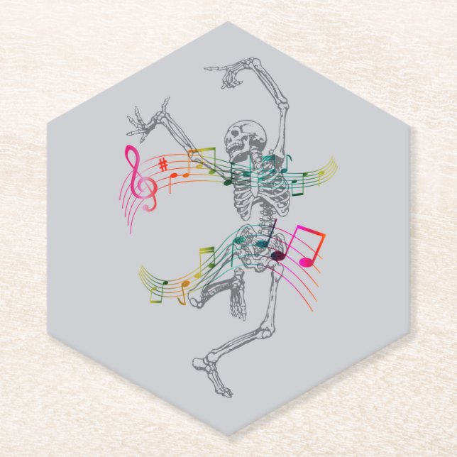 dancing skeleton paper coaster (Front)