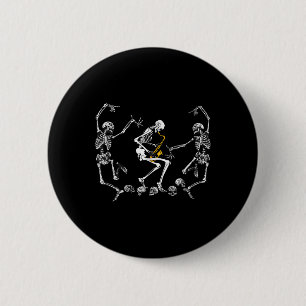 Dancing Skeleton Playing Saxophone Halloween 2 Inch Round Button
