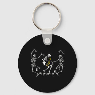 Dancing Skeleton Playing Saxophone Halloween Keychain