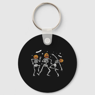 Dancing Skeleton Pumpkin Halloween Keychain