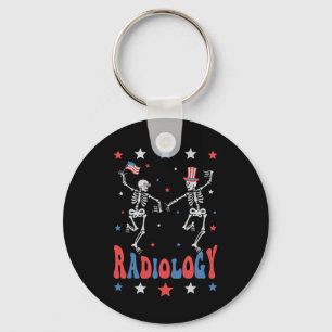 Dancing Skeleton Radiology X-ray Tech Patriotic 4t Keychain