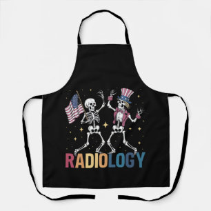 Dancing Skeleton Radiology X-ray Tech Patriotic  Apron