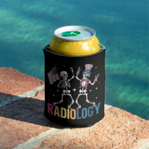 Dancing Skeleton Radiology X-ray Tech Patriotic  Can Cooler
