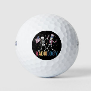 Dancing Skeleton Radiology X-ray Tech Patriotic  Golf Balls