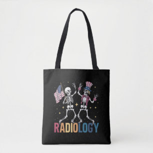 Dancing Skeleton Radiology X-ray Tech Patriotic Tote Bag