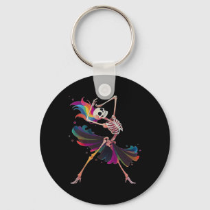 Dancing Skeleton Rainbow Llerina Halloween  Keychain