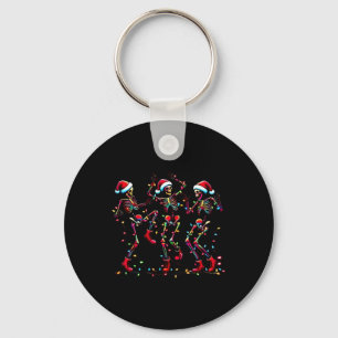 Dancing Skeleton Santa Xmas Light Christmas  Keychain