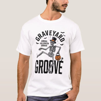 Dancing Skeleton Shirt with Pumpkin Vintage Hallow